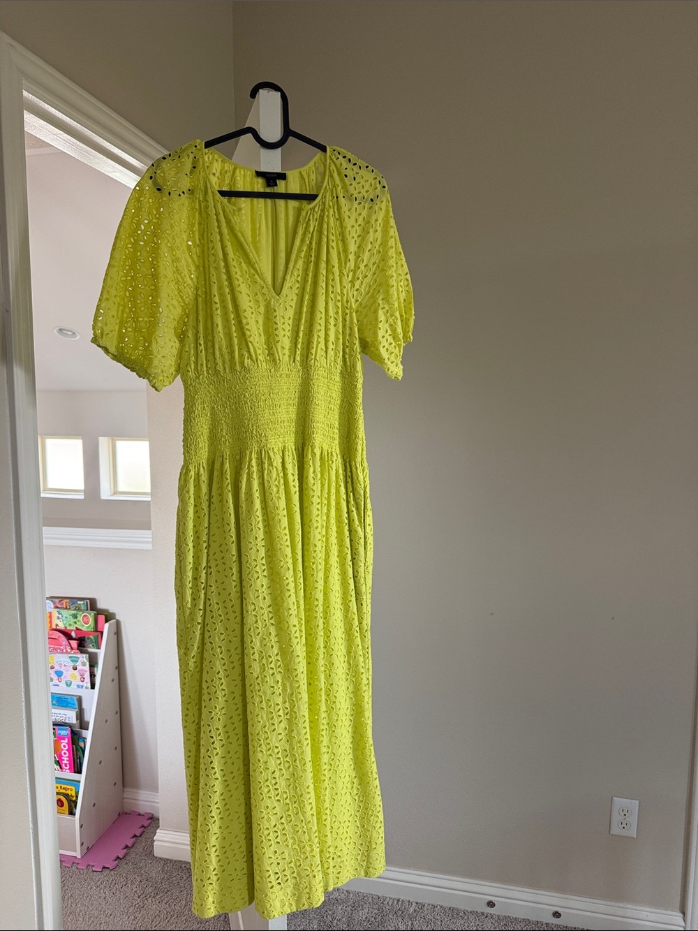 J. Crew Neon Yellow Eyelet Maxi Dress